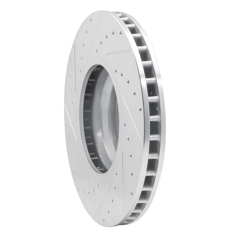 BMW ALPINA B7 Brake Rotor (1) - Front Right - R1 Concepts - Drilled & Slotted - Silver - `07-`08